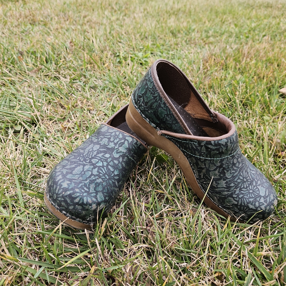 Sanita Green Floral Mules Size 40